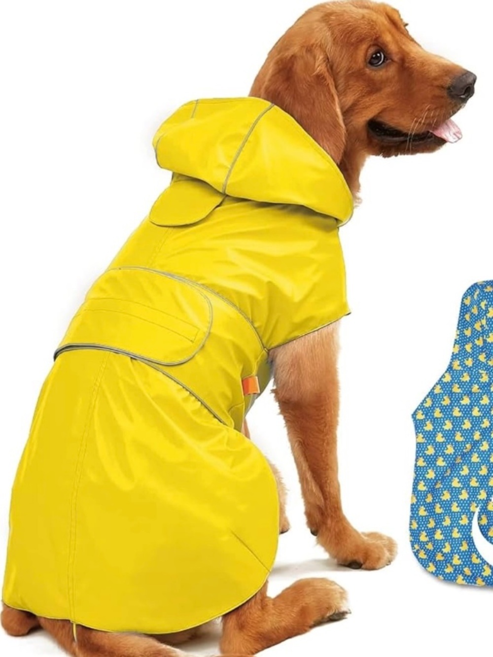 Dog Raincoat 3XL Waterproof Reversible Yellow Hooded Reflective Jacket Large Dog